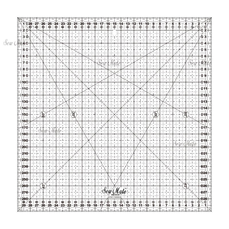 Quilting Ruler (Metric Version) , 30x30cm, Black,Donwei