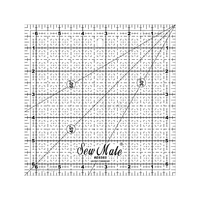 Quilting Ruler (Imperial Version), 6.5"x6.5", Black ,Donwei