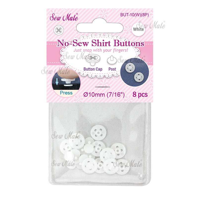 No-Sew Shirt Buttons, 10mm,Donwei